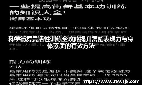 科学街舞灵活性训练全攻略提升舞蹈表现力与身体素质的有效方法